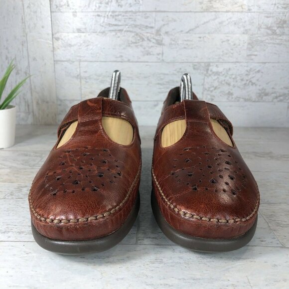 SAS Willow Leather Walnut Mary Janes Comfort Sandals Flats Wmns Size 9‎ (Narrow) - Picture 5 of 12
